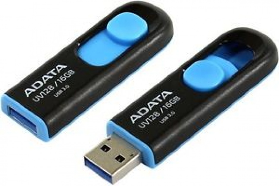 Stick usb 3.1 16gb uv128 retractabil negru/bleu, adata